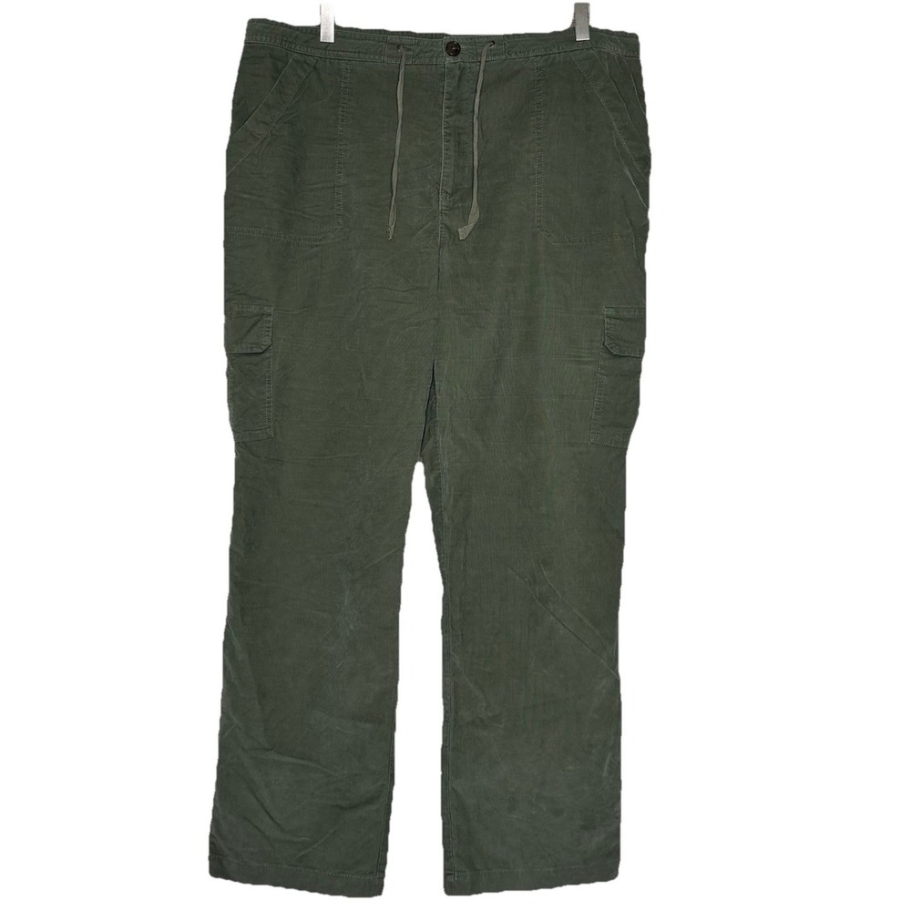 L.L. Bean‎ Women's 18 Corduroy Cargo Pants Green Classic Fit Cotton Blend 294077